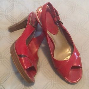 Ladies size 7 red patent leather sandals.